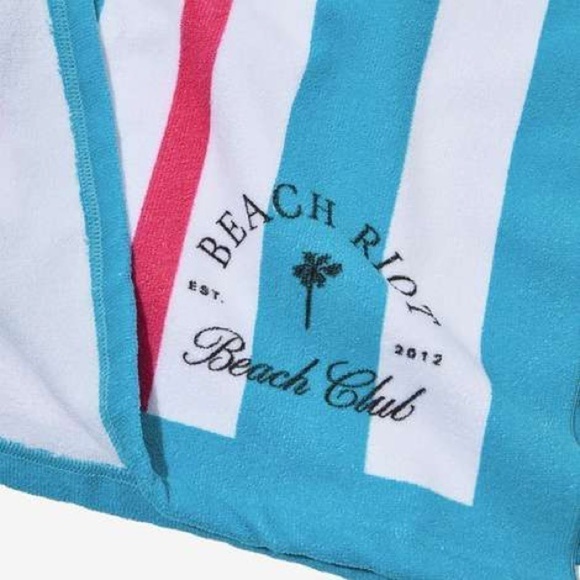 NWT Beach Riot Beach Club Towel Pink Blue Stripe - Picture 3 of 4